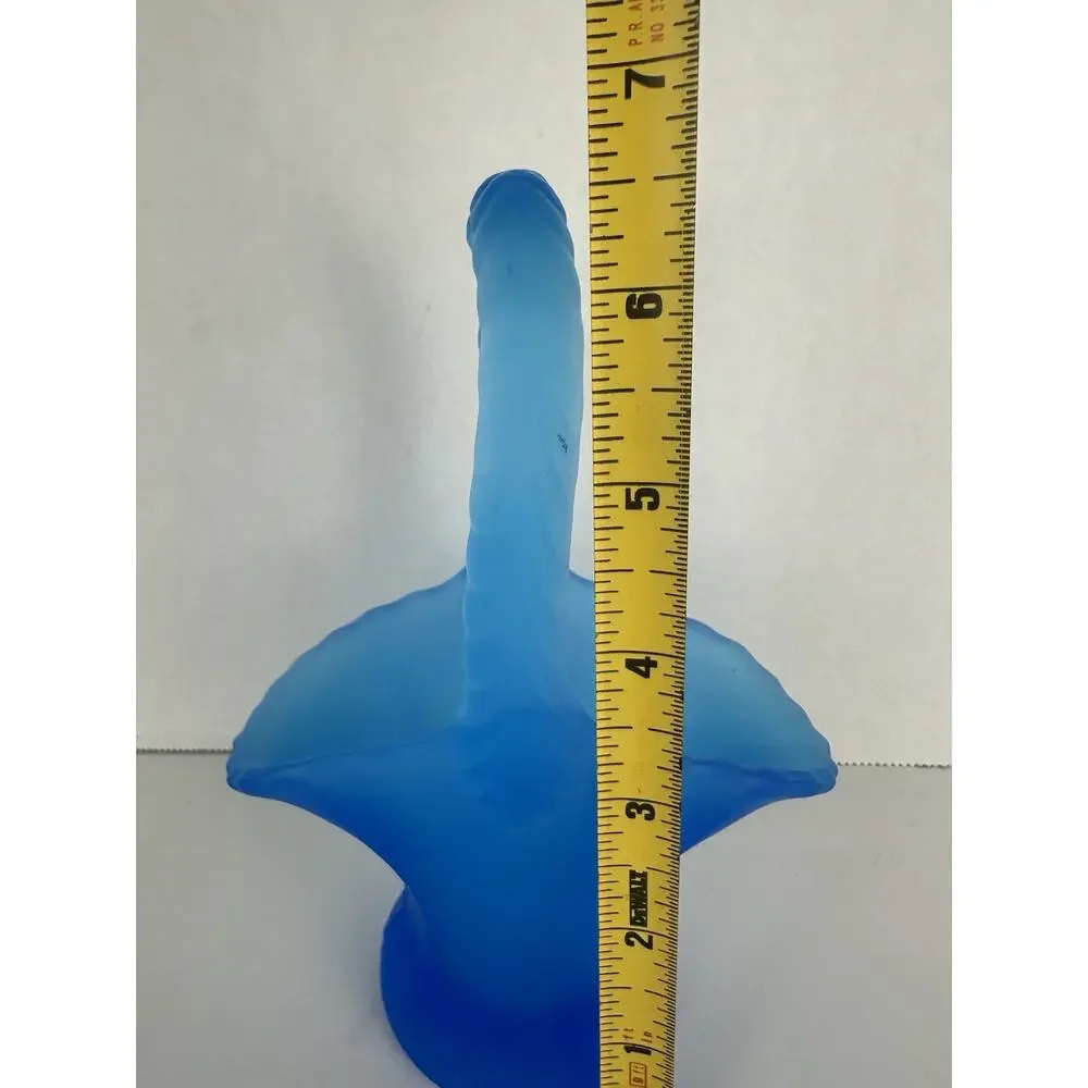 VTG Blue Satin Glass Basket Westmoreland basket Decor